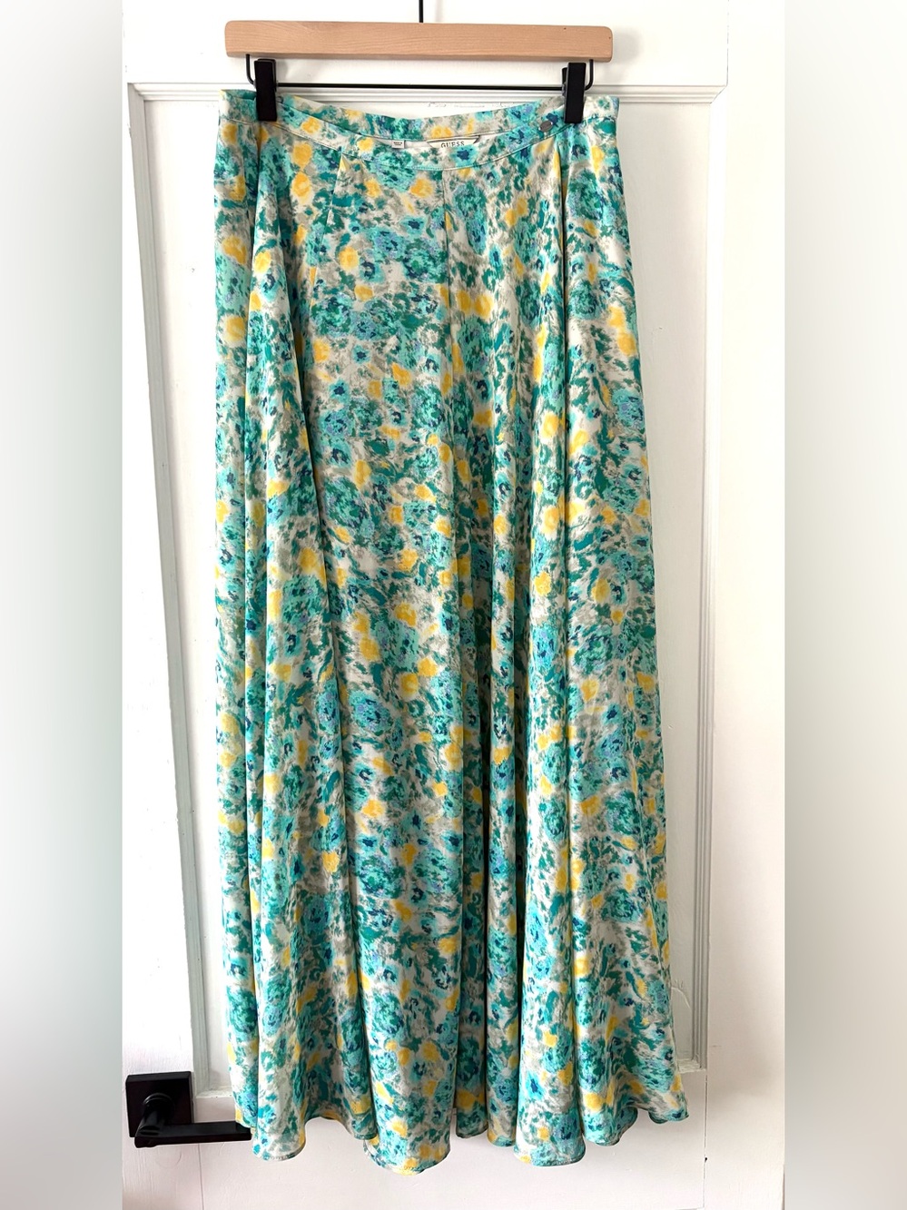 Guess Floral Maxi Skirt in Teal & Yellow